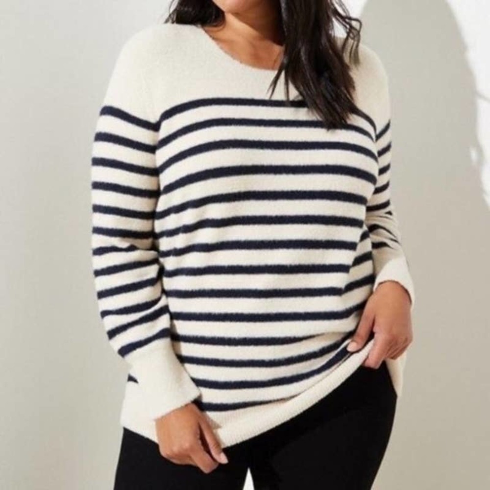 🌴  LOFT Fuzzy Stripe Sweater medium
